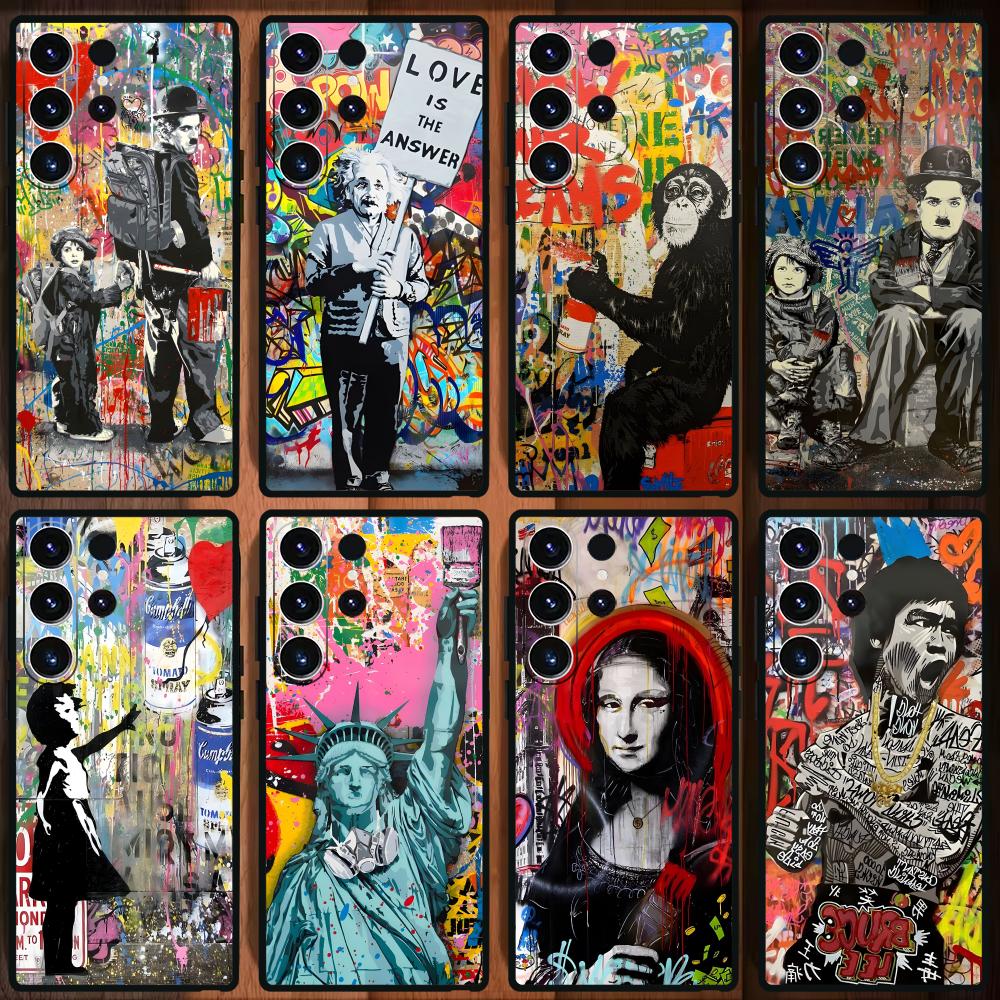 Banksy graffiti arte caso de t - Phone Cases Samsung S24 avaliação e preço